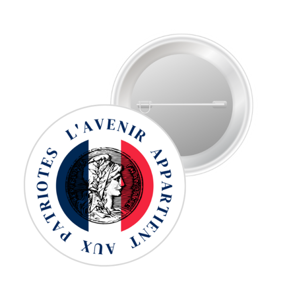 Badge - L'avenir appartient aux Patriotes - Fond blanc et drapeau